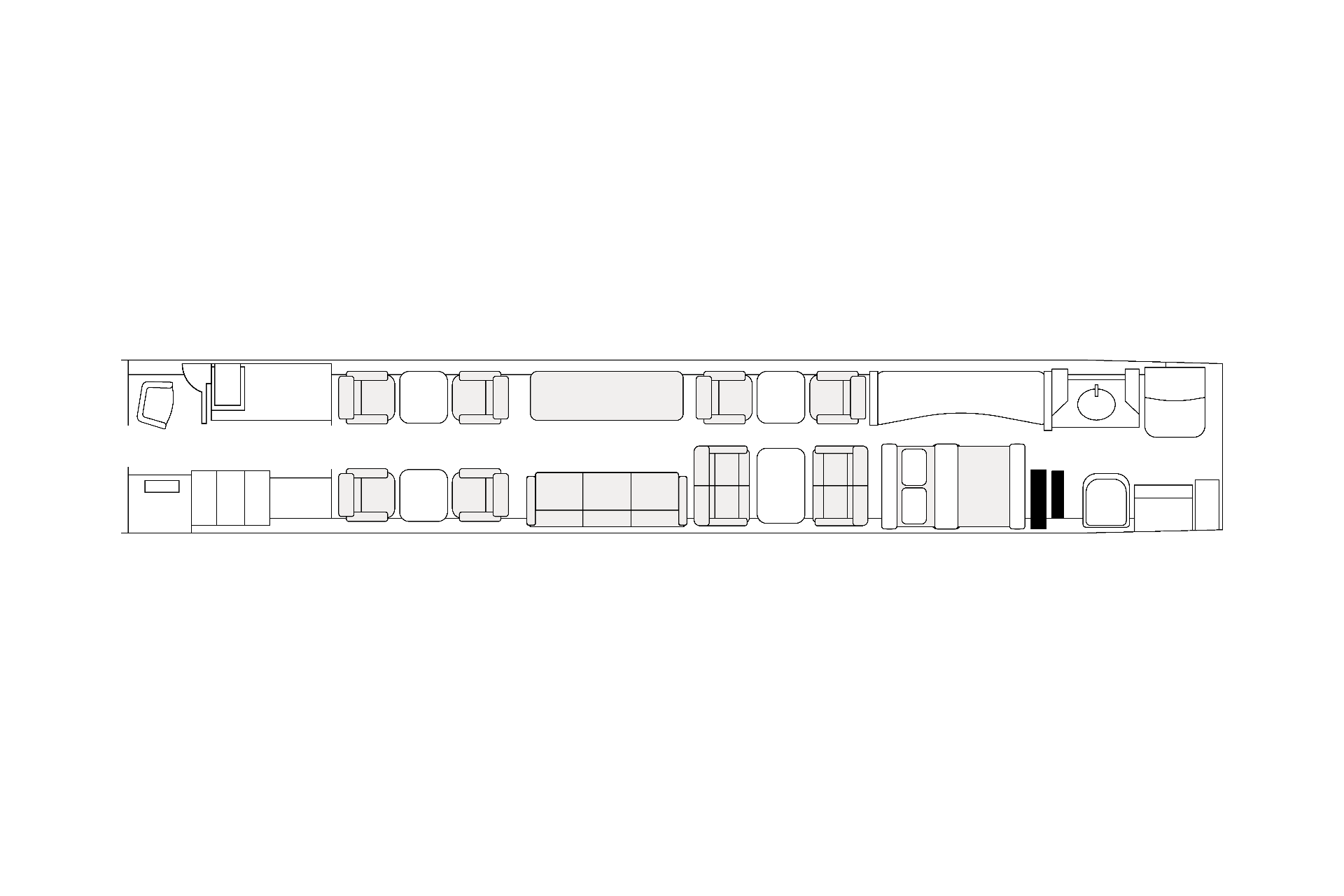 Ultra Long Range Jet cabin layout diagram