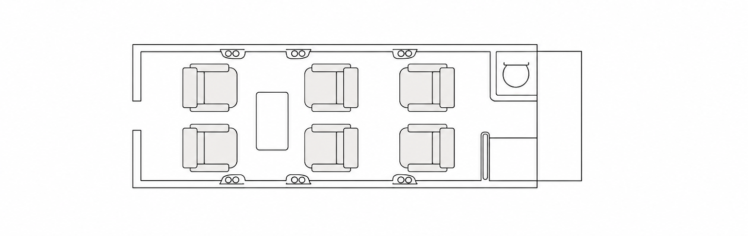 Midsize Jet cabin layout diagram